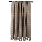 DII Transitional Checked Plaid Woven Throw, 50x60, Stone - color: Stone, size: 50x60"