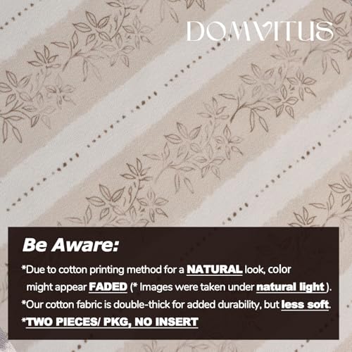 DOMVITUS Floral Pillow Covers 20x20 Inch Set of 2, Vintage Striped Block Print Decorative Throw Pillow Covers Neutral Farmhouse Boho Home Decor for Couch Sofa Bed Living Room, Cream White - color: Cream White, size: 20" x 20" (Pack of 2)