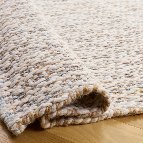 SAFAVIEH Natural Fiber Collection Area Rug - 2'3" x 8' Runner, Natural & Light Blue, Handmade Jute & Wool, Ideal for Living Room, Hallway, Foyer, Entryway, Bedroom (NFB225M) - color: Natural/Light Blue, size: 2'3" x 8' (Runner)