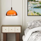 Orange Mushroom Pendant Light Modern Double Layer Dome Acrylic Hanging Light Mid Century 3 Selectable Colors Ceiling Light Fixture for Living Room Dining Room Bedroom Hallway