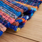 SAFAVIEH Rag Rug Collection Accent Rug - 3' x 5', Blue & Multi, Handmade Boho Stripe Cotton, Ideal for High Traffic Areas in Entryway, Living Room, Bedroom (RAR240B)