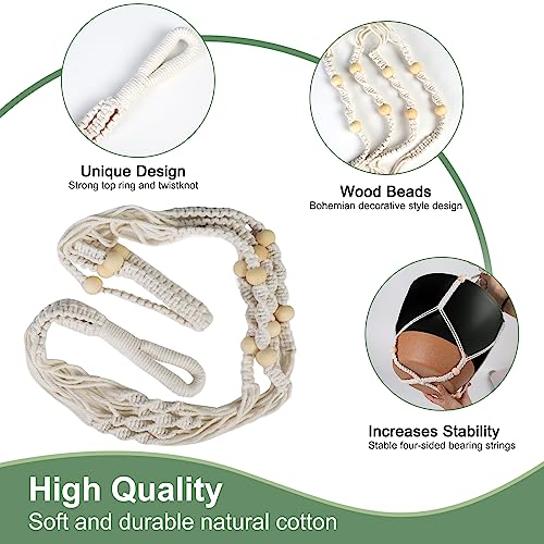 Vanslogreen 41.5 Inch Macrame Plant Hanger Indoor Outdoor with 12 Inch Flower Pot, Hanging Planter for Plants Holder with Wood Beads for Boho Home Decor (Ivory+Black) - color: Ivory+black, size: 12''