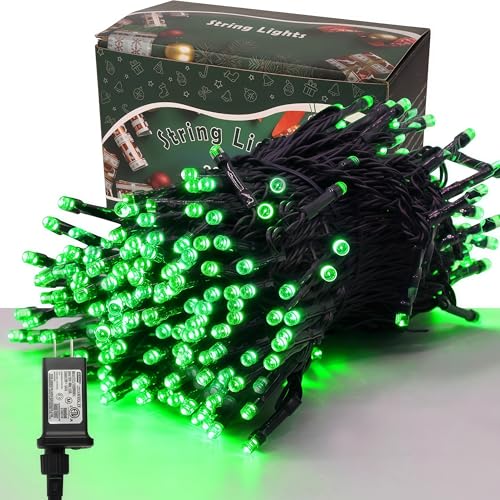 300 LED St Patricks Day Lights, 98.5FT Christmas String Lights with 8 Lighting Modes, Waterproof & Connectable Mini Lights, Plug in for Indoor Outdoor Holiday Xmas Party Bedroom Decorations (Green) - color: Green