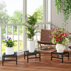 IBUYKE 3 Pack Metal Plant Stand Indoor Outdoor, Heavy Duty Small Flower Pot Stand, Modern Square Plant Shelf Flower Stand for Living Room Patio Balcony Garden, Black TMJ075B-3 - size: 12inch-3 Pack