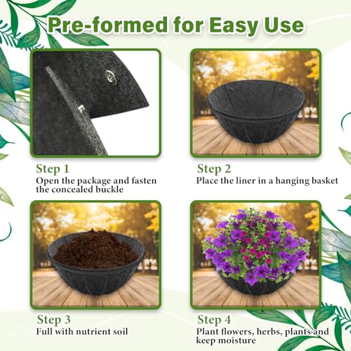 Riare 4 Pack 12 Inch Round Fabric Planter Basket Liner- Hanging Basket Liners Replacement Coco Fiber Liner Alternative for Hanging Basket Flowers (Prevent Birds from Nesting) - size: 12inch