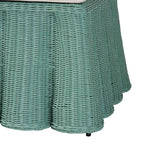 Bali & pari Palm Bohemian Seafoam Green Scallop Rattan Ottoman - color: Seafoam Green