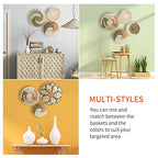 Boho Wall Basket Decor Set of 6 - Hanging Woven Basket Wall Decor, Handcrafted Round Flat Seagrass Baskets Wall Art, for Modern、Farmhouse、Home - Unique Modern Wall Basket Decor - style: Modern Classics