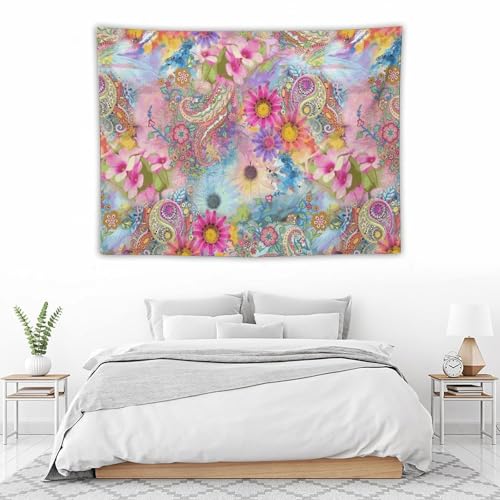 KANEPE Bohemian Tapestry Vintage Boho Flower Pattern Wall Hanging Tapestries Home Decor for Living Room Bedroom Apartments Farmhouse Dorm,40inx30in (102×76cm)【Small】 - color: Boho-17, size: 40Wx30L