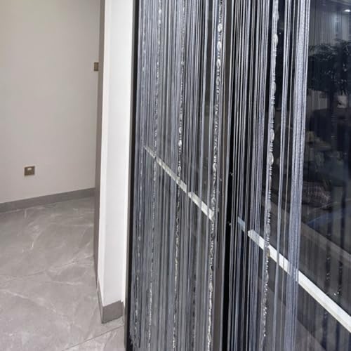 ave split 100cmX200cm Decorative Door String Curtain Beads Wall Panel Fringe Window Room Divider Blind for Wedding Coffee House Restaurant Parts Door Divider Beads Tassel Screen Decoration (silver25) - color: Silver