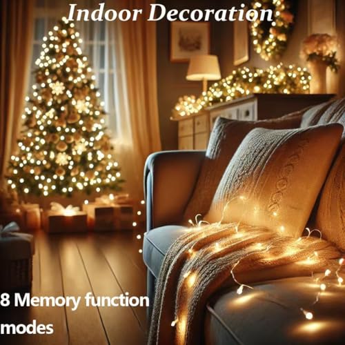 200 LED Clear Wire Warm White Christmas String Lights, 72 ft Plug-in Fairy String Lights with 8 Modes for Christmas/Party/Wedding/Bedroom/Indoor/Outdoor Decor, UL Certified - color: Warm White