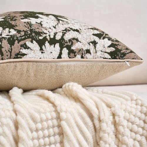 Yangest Neutral Leaf Pillow Cover 12 x 20 Inches, Vintage Chenille Rectangle Throw Pillow Cover Soft Leaves Nature Accent Couch Pillow Cover for Living Room Bedroom, Green - color: Green, size: 20" x 12" (Pack of 1)