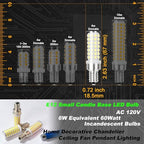 E12 LED Candelabra Light Bulb 6W 6000K Daylight White AC120V 600lm Dimmable E12 T6 C7 Candle Small Base 60 Watt Replace Ceiling Fan Pendant Chandelier Lighting Living Rooms, 4 Pack - color: 6000k Daylight White, size: 6 Watt-Dimmable-4 Pack