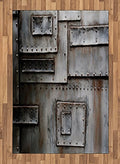 Lunarable Industrial Area Rug, Grunge Wall Old Style Closeup View of Rusty and Weathered Door Inspired Print, Flat Woven Accent Rug for Living Room Bedroom Dining Room, 4' X 5' 7", Brown Grey