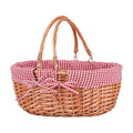Large Wicker Picnic Basket with Handles,Handle Sturdy Woven Body with Removable and Washable Lining,Outdoor Camping,Gift Packing,Garden Picking, Storage.red - color: Red
