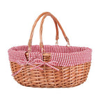 Large Wicker Picnic Basket with Handles,Handle Sturdy Woven Body with Removable and Washable Lining,Outdoor Camping,Gift Packing,Garden Picking, Storage.red - color: Red