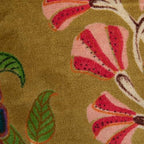 Creative Co-Op Cotton Blend Velvet Printed Pillow with Flowers and Mini Pom Pom Trim, Multicolor