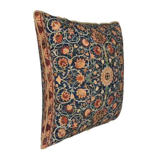 Floral Vintage Velvet Pillow Covers 16x16 In Orange Bohemian Tapestry Art Deco Throw Pillows for Couch Soft Durable Cushion Covers Pillowcase Antique Boho Flower Pillow Cases for Sofa Bed Living Room - color: Vintage Floral, size: 16" x 16" (Pack of 1)