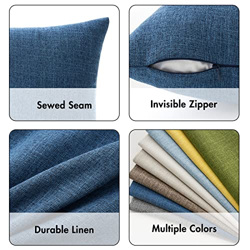 MIULEE Pack of 2 Decorative Linen Burlap Coastal Pillow Covers Farmhouse Accent Pillowcases for Sofa Car Couch Bedroom Living Room Decor 16x16 Inch Blue - color: Blue, size: 16" x 16" (Pack of 2)