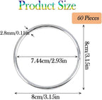 60Pcs Macrame Hoops Ring, BetterJonny 3 Inch Metal Craft Rings Hoops Silver Dream Catcher Rings Wreath Ring for Home Decorations DIY Crafts and Wall Hanging Crafts