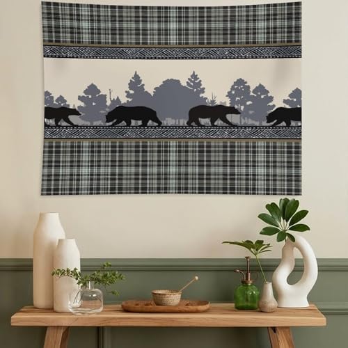 ZhiRain Rustic Bear Tapestry Wall Hanging Retro Cabin Country Vintage Tribal Aztec Abstract Geometric Tapestries Home Decor for Living Room Bedroom Farmhouse Apartment Dorm 30"x40" - color: Cabin-25, size: 30"L x 40"W
