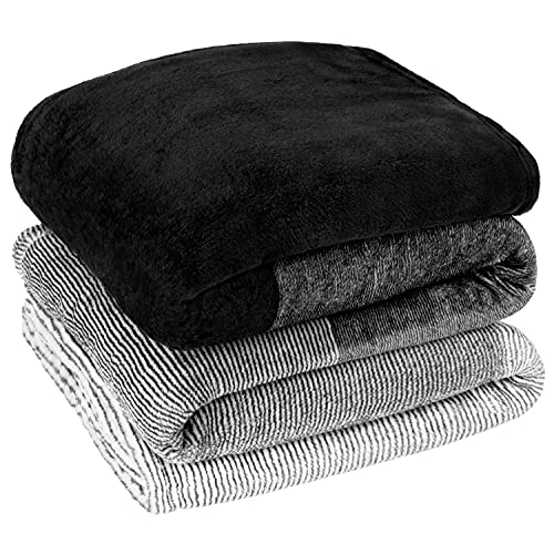 PAVILIA Black Ombre Fleece Throw Blanket for Couch Sofa Bed, 50x60 - color: Gradient - Black, size: 50 x 60 Inches - Throw