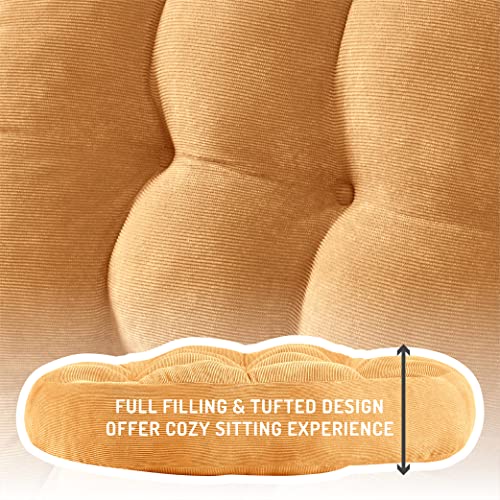 Floor Cushion Pillow Set of 2, Round Large Pillows Seating for Adults, Tufted Corduroy Cushions for Living Room Tatami, Orange Yellow, 22 Inch - color: Round | Orange Yellow | 2 Pack, size: 2 Pack