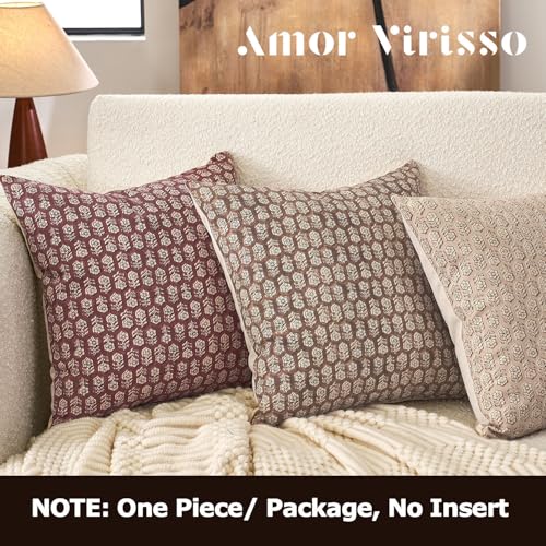 Amor Virisso Floral Pillow Covers 24x24 Couch Pillows for Living Room Decorative Throw Pillow Covers Accent Farmhouse Neutral Pillow Covers 1PC, Cognac Brown - color: Cognac Brown, size: 24" x 24" (Pack of 1)