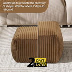 MeMoreCool Square Stuffed Pouf Ottoman Foot Rest, Stripe Furry Floor Pouf Foot Stool with Foam Chunk Filling, Soft Fluffy Stuffed Ottoman Footrest for Living Room, Faux Fur Coffee - color: Ribbed Coffee