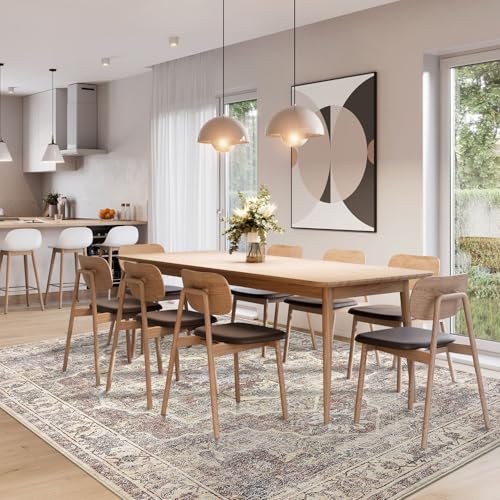 Area Rug for Living Room - Mechine Washable Non-Slip Vintage Rugs for Bedroom - Low Pile Thin Large Floor Carpet for Dinning Room Home Office (Vintage Brown, 9'x12') - color: Vintage Brown, size: 9' x 12' (Rectangular)