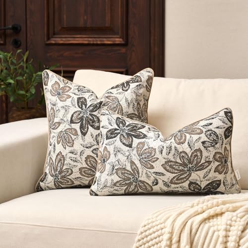 Yangest Flower Pillow Cover 12 x 20 Inches, Nature Chenille Rectangle Throw Pillow Cover Soft Luxury Neutral Accent Couch Pillow Cover for Living Room Bedroom, Off White - color: Off White, size: 20" x 12" (Pack of 1)