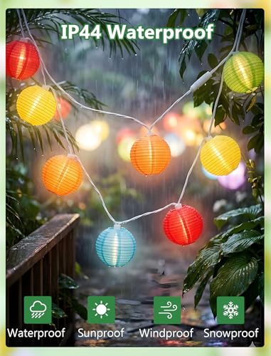 GOOTHY 8.5Ft Multicolor Lantern String Lights Outdoor, Plug in Christmas Decorations String Lights with 10 Mini Colorful Lanterns, Hanging Lanterns Lights for Outdoor Bedroom Bistro Garden Xmas Party - color: Multicolor Lantern