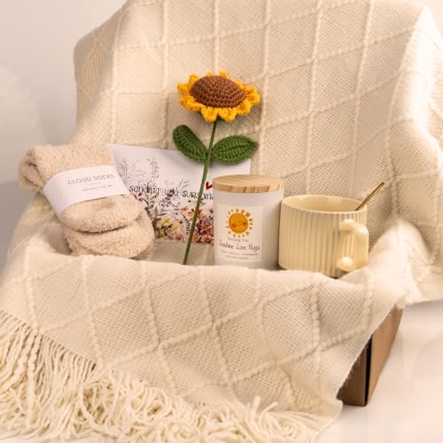 Anforsun Sending Sunshine Sunflower, Thinking of You Care Package Unique Gift Baskets for Women, Best Friend Birthday and Get Well Soon