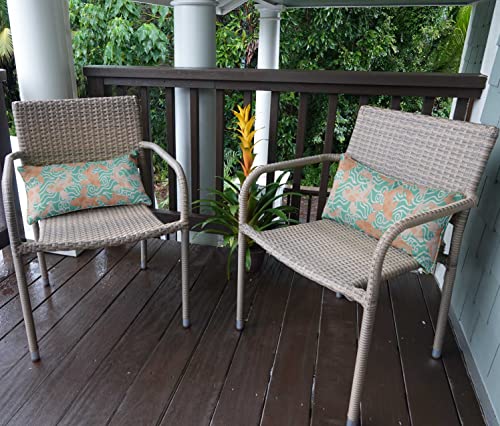 Indoor/Outdoor Polyester Fabric Lumbar Pillow Cover, All-Weather Waterproof Rectangular Cushion Case for Patio Furniture, 12 x 18 Set of 2 - Fish-25 - color: Aquamarine Green2, size: 18" x 12" (Pack of 2)
