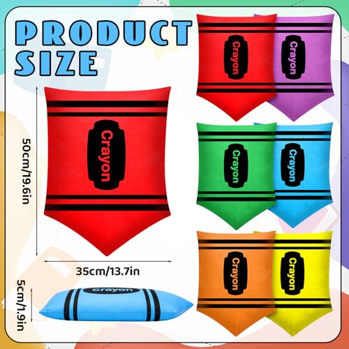 Yousoontic 6 Pcs Classroom Floor Cushions Colorful Crayon Classroom Decor 14 x 20in Crayon Flexible Seatings Cute Plush Throw Pillow Back to School Supplies for Elementary Daycare Learning Play Areas - style: Crayon