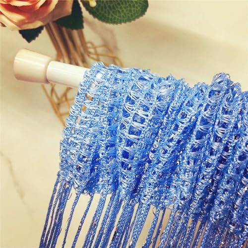 ave split Decorative Door String Curtain Wall Panel Fringe Window Room Blind Divider Tassel Screen Home 100cm200cm (Sky blue18) - color: Sky Blue18