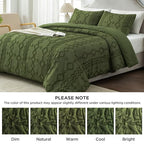 Andency Olive Green Tufted Comforter Set Twin(66x90Inch), 2 Pieces Boho Textured Farmhouse Bedding, Soft Down Alternative Geometric Bed Set - color: 10 - Olive Green, size: Twin (66"x90")