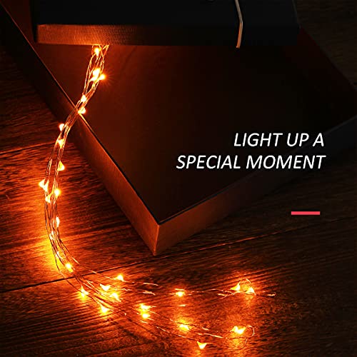 Ariceleo Mini Halloween Fairy Lights Battery Operate, 4 Pack Copper Wire Night Lights 3*AAA Battery Powered Led Starry Fairy String Lights for Bedroom, Christmas, Party, Decoration(5m/16ft Orange) - color: Orange, size: 4 Pack