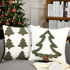 FuWeave 2 Pcs Tufted Christmas Tree Throw Pillow Cover 18 x 18 Inch Winter Throw Pillow Covers White Decorative Farmhouse Pillowcase for Holiday Party Winter Couch Home