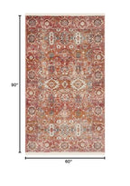 SAFAVIEH Persian Collection Area Rug - 5' x 7'6", Red & Orange, Traditional Oriental Distressed Design, Non-Shedding & Easy Care, Ideal for High Traffic Areas in Living Room, Bedroom (VTP471Q) - size: 5' x 7'6" (Rectangular)