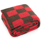 Carriediosa Checkered Throw Blanket 50" X 60", 400GSM Ultra Soft Microfiber Fuzzy Fluffy Reversible Cute Preppy Knitted Blankets Cozy Plush Fall Throws for Couch, Bed, Sofa, Red and Brown - color: Check - Red and Brown, size: 50" X 60"