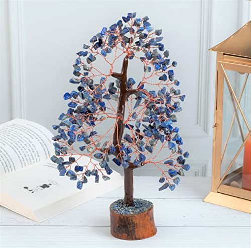Crocon® Lapis Lazuli Chakra Crystal Tree of Life Gifts for Men Him & Family Handmade Gemstone Feng Shui Crystal Decoration Spiritual Gifts, Money Tree, Bithday Gift for Women Healing Crystals - color: Lapis Lazuli (Copper Wire)