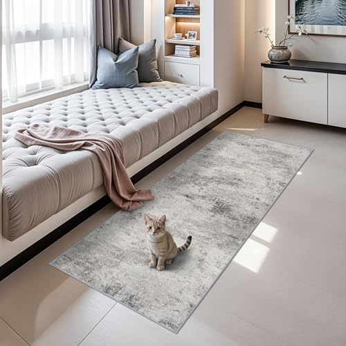 Rug Runners Abstract 2x6 - Washable Hallway Runner Rugs Non Slip Kitchen Carpet Low Pile Soft Indoor Floor Mat Front Door for Bedroom Entryway Laundry 2x6 Grey - color: Grey01, size: 2' x 6' (Rectangular)