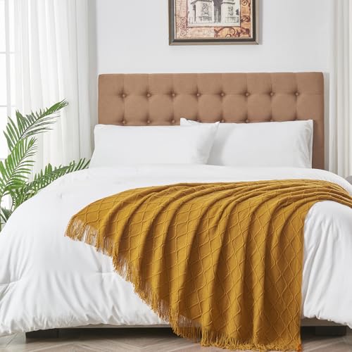 inhand Knitted Fall Throw Blanket for Couch and Bed, Knit Fall Decor Halloween Blanket with Tassel, Brown Lightweight Decorative Farmhouse Warm Woven Blankets and Throws for Women, 60"x80" - color: Brown, size: 60"x80"