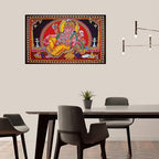 Rastogi Handicrafts Cotton Wall Hanging Indian 40" X 30" Poster Size (SITTING GANESH-G) - color: SITTING GANESH-G