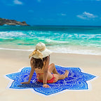 Large Microfiber Boho Mandala Beach Towel Round Bohemian Beach Blanket Hippie Indian Throw Blanket Beach Tapestry Sand Free Quick Dry Yoga Picnic Mat Wall Decor Circle Tablecloth Tassels,59'',Blue - color: Blue Mandala