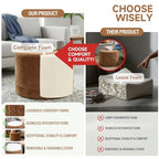 Tiita Pouf Ottoman and Foot Rest, Round Foam Stuffed Floor Pouf with Storag for Living Room, Brown - color: Round Brown