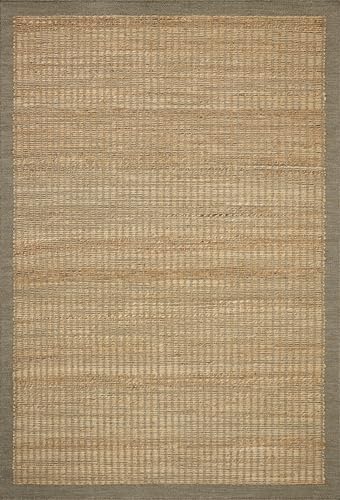 Loloi Amber Lewis Lilah Collection LIH-01 Natural/Grey 3'-6" x 5'-6" Accent Rug Jute, Wool, Cotton, Neutral, Living, Bedroom, Dining, Rug - color: Natural / Grey, size: 3'6" x 5'6" (Rectangular)