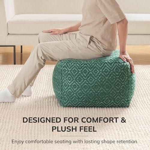 Anji Mountain Pouf Ottoman Foot Rest, Handmade Ottoman Pouf, Comfortable Foot Stool, Decorative Floor Seating for Living Room Decor, Bedroom & Home Décor Accent - Sage - color: Sage