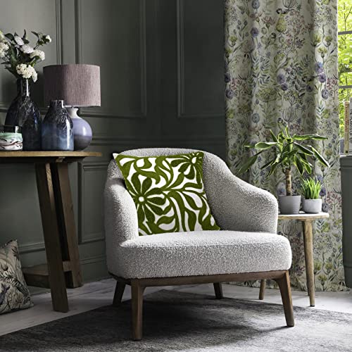 Alysheer Farmhouse Floral Leaves Embroidered Decorative Throw Pillow Cover 18x18 inches, Boho Tufted Flowers Embroidery Pattern Chic Cotton Cushion Case for Couch Bed Sofa Living Room(Olive Green) - color: Olive Green Floral, size: 18" x 18" (Pack of 1)