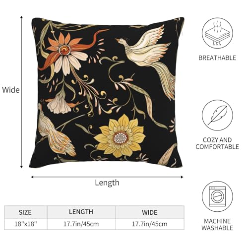 Flowers and Birds Pillow Covers 18 x 18 Set of 2 Vintage Floral Throw Pillow Cover Chinoiserie Decorative Pillowcases Farmhouse Home Decor for Couch Bed Sofa Outdoor - color: Chinoiserie
